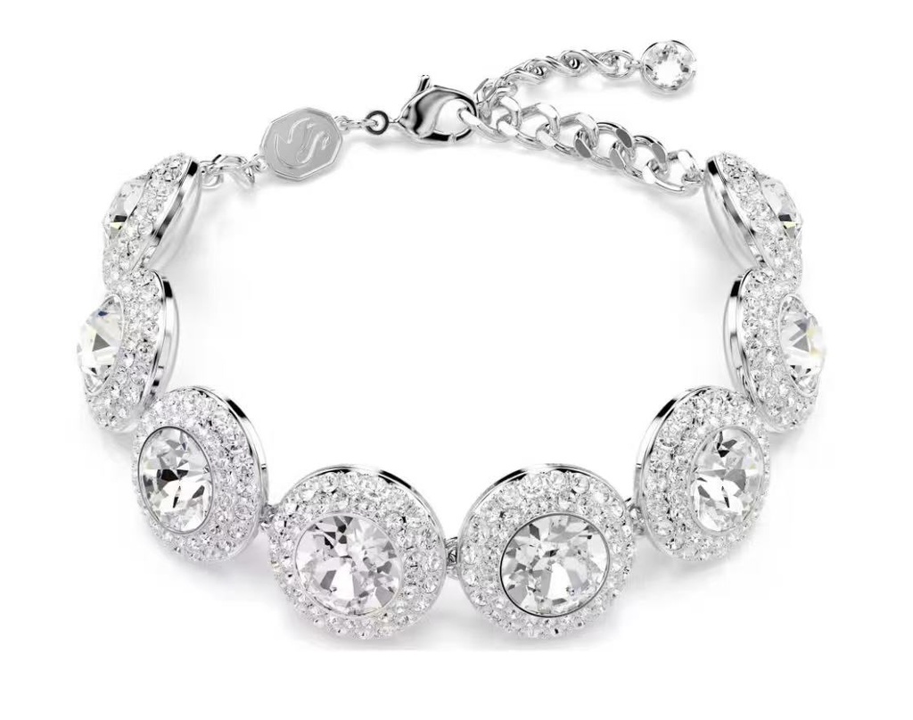 Brazalete Swarovski Halo Cristales Transparentes Repetido