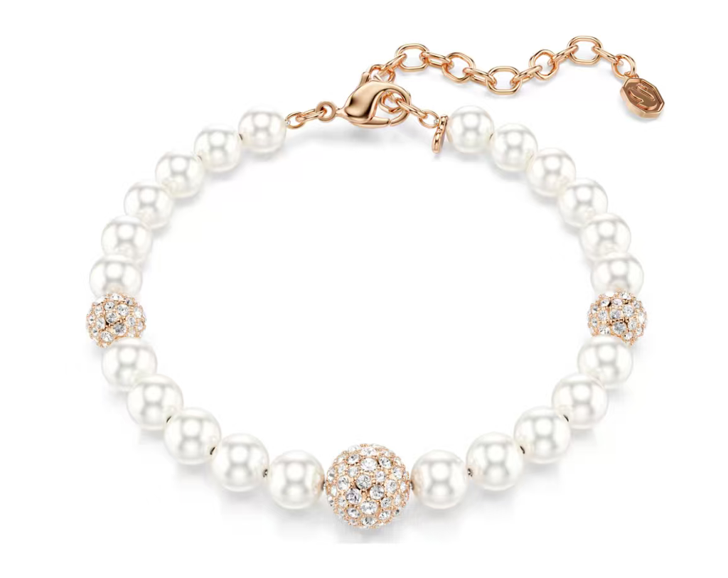 Brazalete Swarovski Perlas y Esferas Pavé Oro Rosa