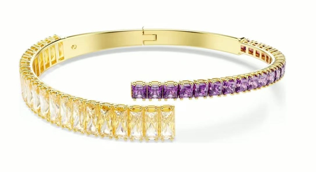 Brazalete Swarovski Rígido Bicolor Amarillo y Lila