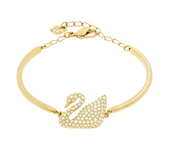 Brazalete Swarovski Swan Cisne Pavé Tono Dorado