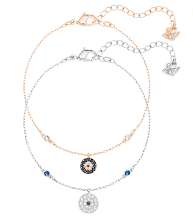 Brazalete Swarovski Set Medallón Floral Azul