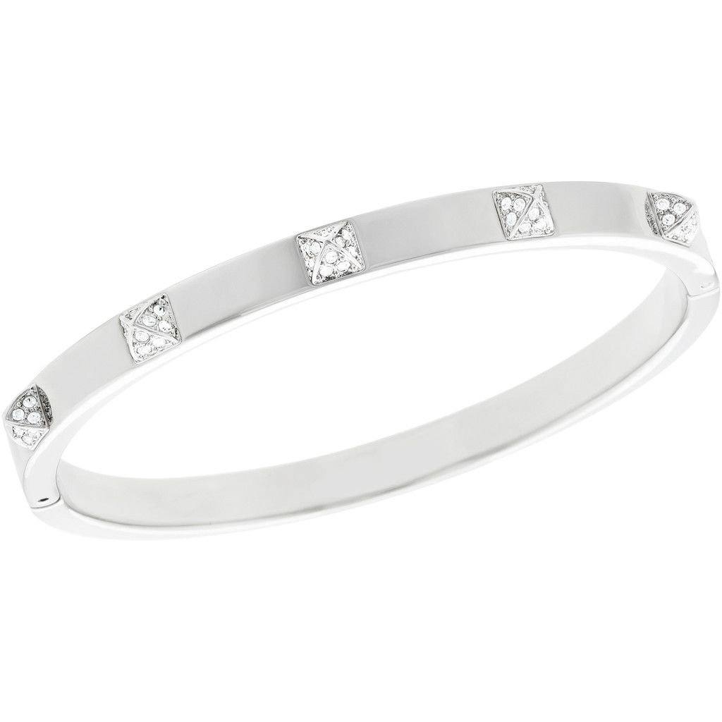 Brazalete Swarovski Rígido Tachones Pirámide Plateado
