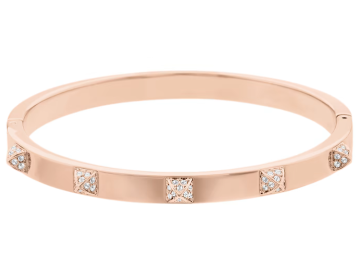 Brazalete Swarovski Rígido Tachones Pirámide Oro Rosa