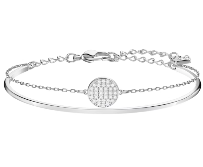 Brazalete Swarovski Disco Pavé Blanco Plateado