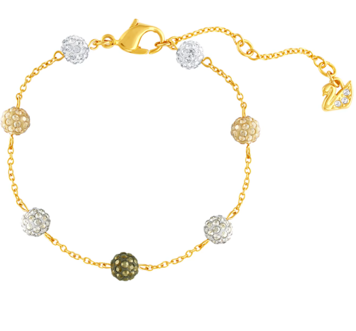 Brazalete Swarovski Esferas Pavé Multicolor Dorado
