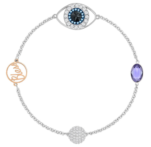 Pulsera cadena Swarovski ojo protector cristal morado