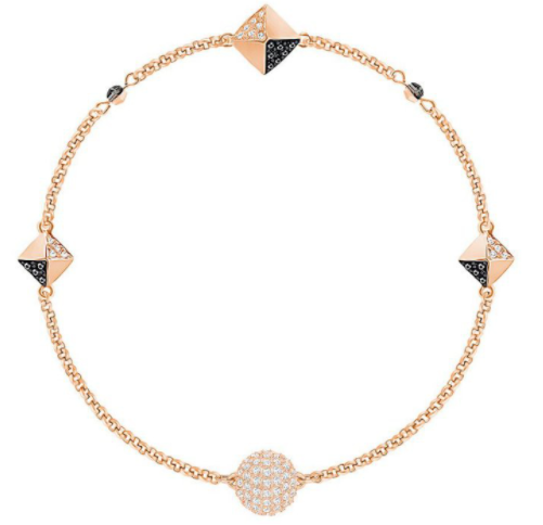 Pulsera cadena Swarovski pirámides bicolor oro rosa y negro