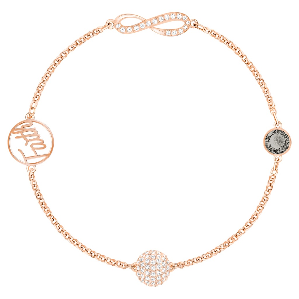 Pulsera cadena Swarovski infinito cristal gris oro rosa