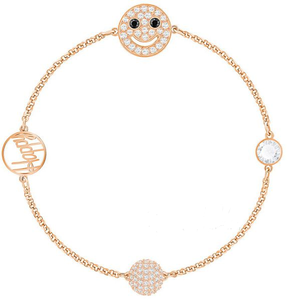 Pulsera cadena Swarovski carita feliz oro rosa
