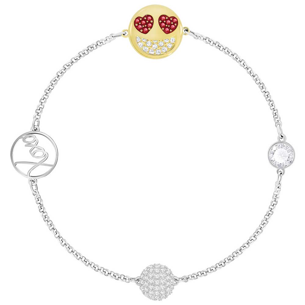 Pulsera cadena Swarovski emoji enamorado bicolor