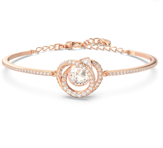 Brazalete Swarovski cristal pera en espiral oro rosa