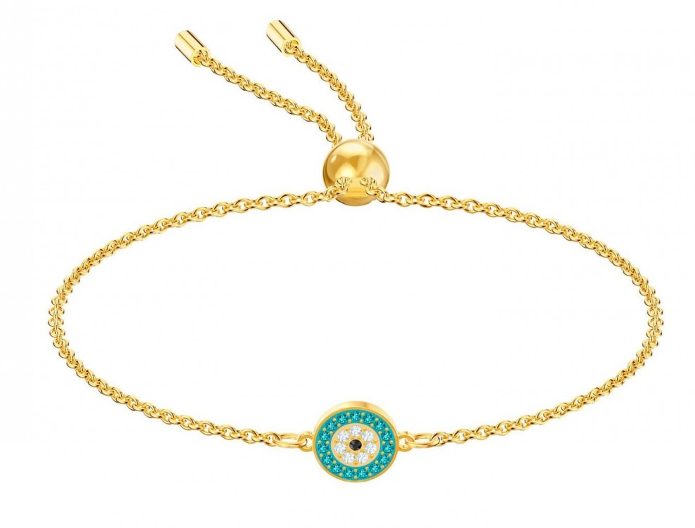 [A049-2] Brazalete Swarovski Symbolica ojo protector verde dorado