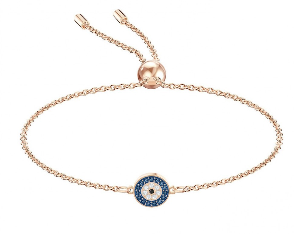 [A049-3] Brazalete Swarovski Symbolica ojo protector azul oro rosa
