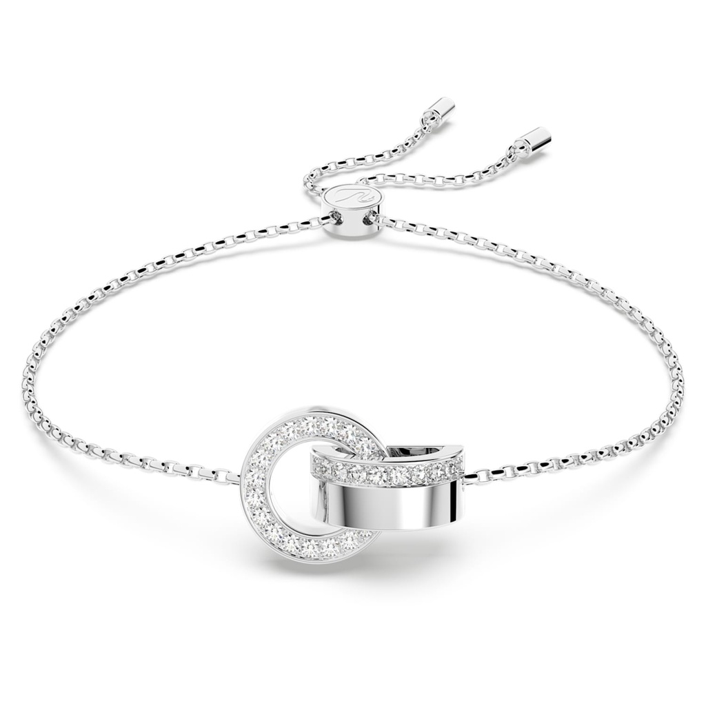 Brazalete Swarovski aros entrelazados pavé y liso rodio