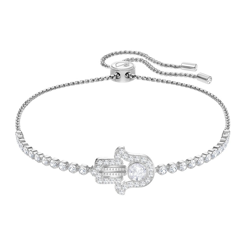 Brazalete Swarovski mano de Hamsa piedra central rodio