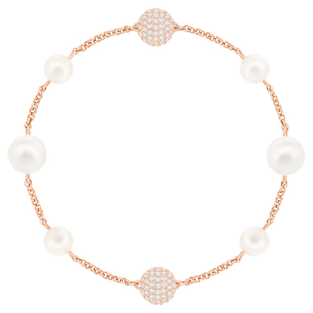 Brazalete Swarovski oro rosa perlas y esferas pavé