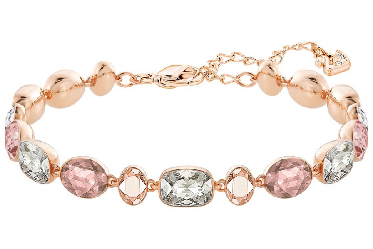 Brazalete Swarovski Gema oro rosa cristales rosados