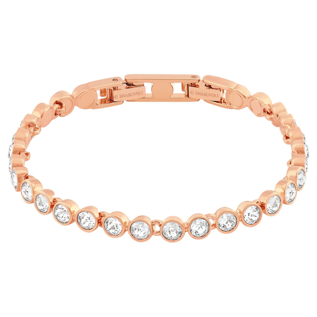 Brazalete Swarovski Tenis Cristales Redondos Oro Rosa