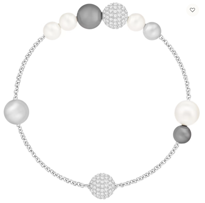 Brazalete Swarovski Perlas y Bolas Pavé Combinado Rodio