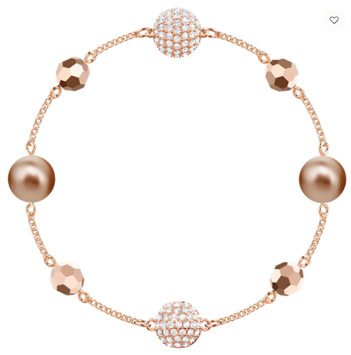 Brazalete Swarovski Perlas Bronce y Bolas Pavé Oro Rosa