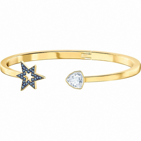 Brazalete Swarovski Cuff Estrella Azul y Cristal Pera Dorado