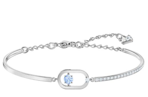 Brazalete óvalo abierto cristal azul rodio