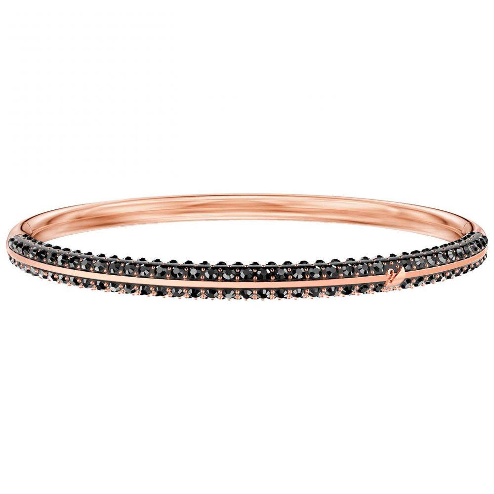 Brazalete rígido pavé cristales negros oro rosa