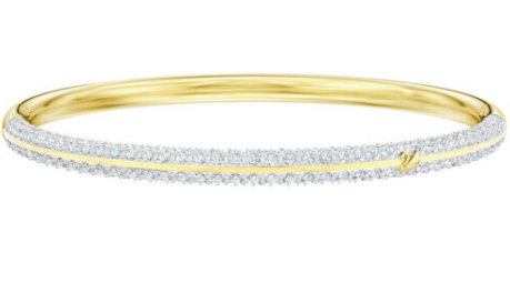 Brazalete rígido pavé cristales blancos dorado