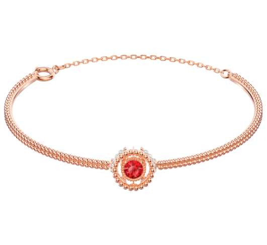 Brazalete cristal rojo halo oro rosa