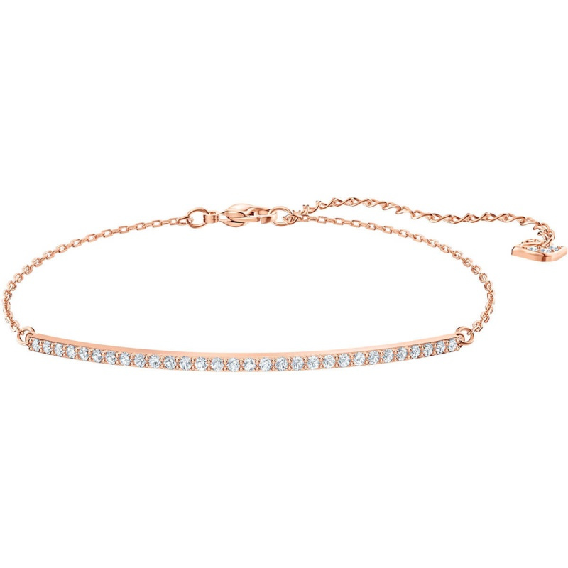 Brazalete de barra oro rosa con pavé de cristales