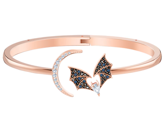 Brazalete Swarovski Murciélago y Luna Oro Rosa