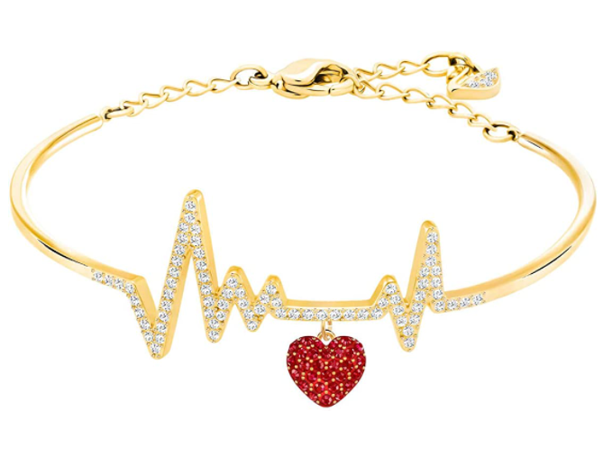 Brazalete Swarovski Pulso Cardíaco Corazón Rojo