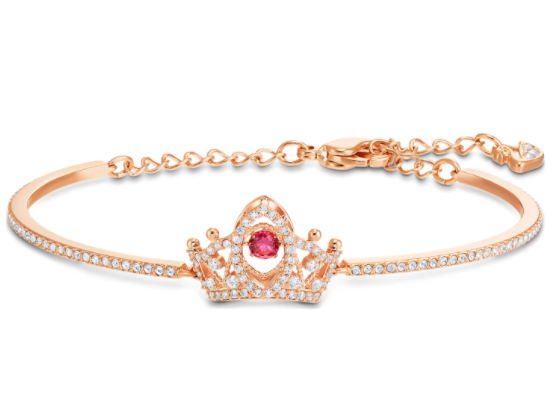 Brazalete Swarovski Corona Cristal Rojo Oro Rosa