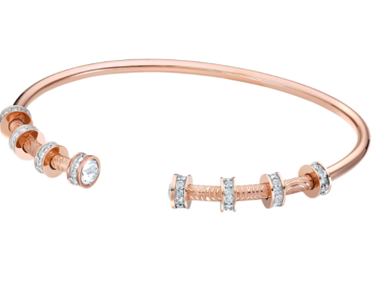 Brazalete manchette Swarovski oro rosa cristales pavé