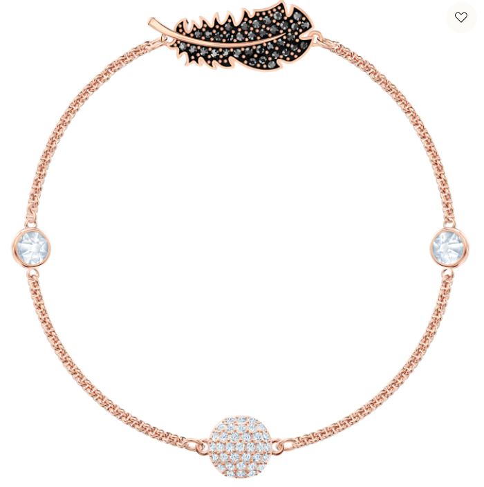 Brazalete Swarovski pluma pavé negro oro rosa