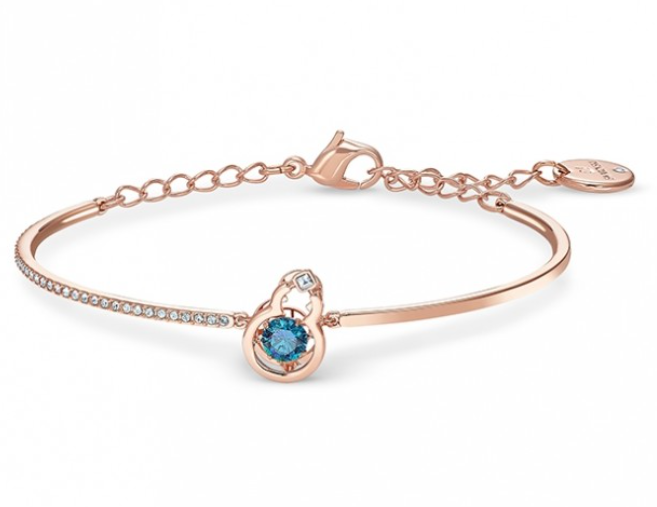 Brazalete Swarovski cristal azul redondo oro rosa