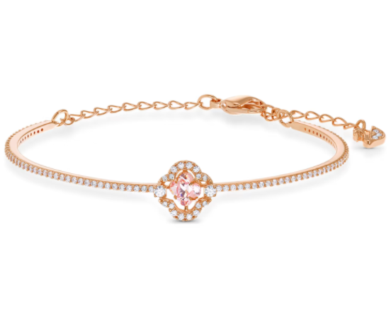 Brazalete Swarovski halo flor cristal rosa