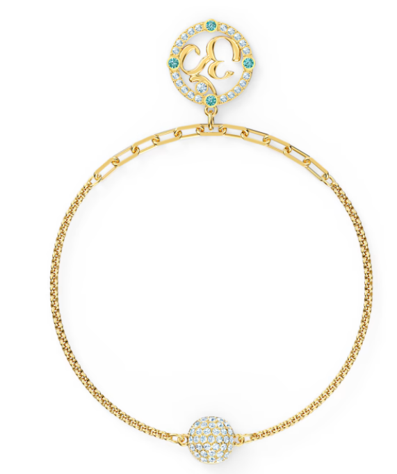 Brazalete Swarovski dije circular caligráfico dorado
