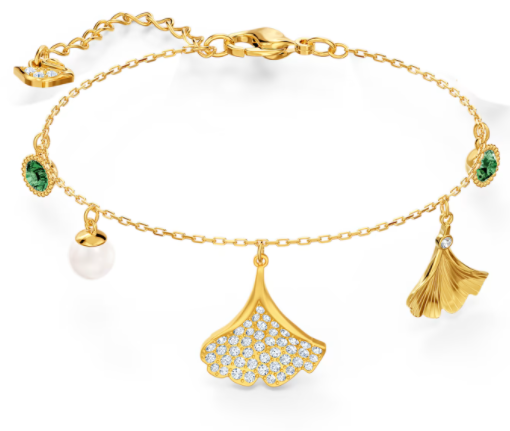 Brazalete Hoja de Ginkgo Pavé y Perla