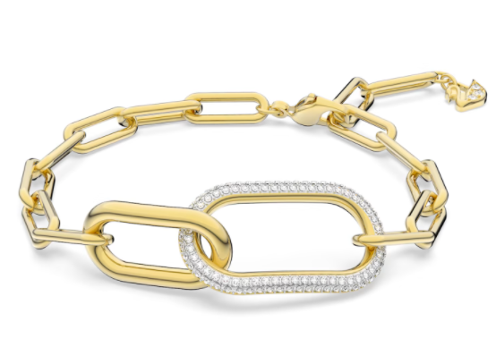 [A167] Brazalete Dextera Eslabón Pavé Dorado