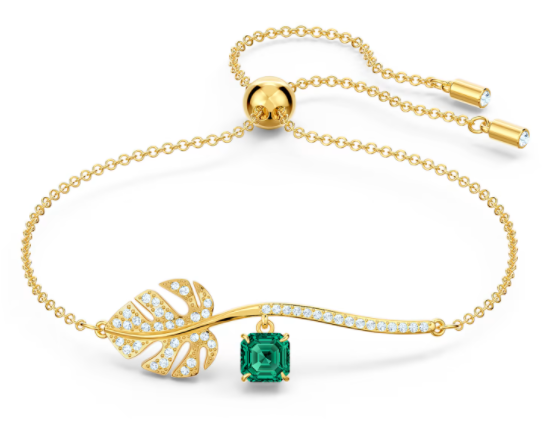 Brazalete Hoja Tropical Cristal Verde