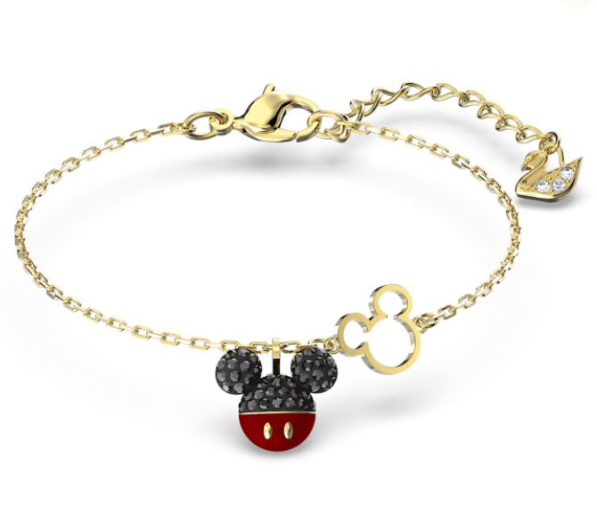 Brazalete Mickey Mouse Pavé Negro y Dorado