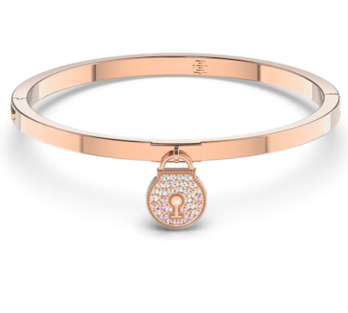 Brazalete Rígido Candado Pavé Oro Rosa