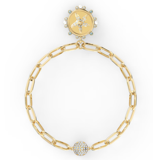 Brazalete Swarovski eslabones dorados dije estrella celeste