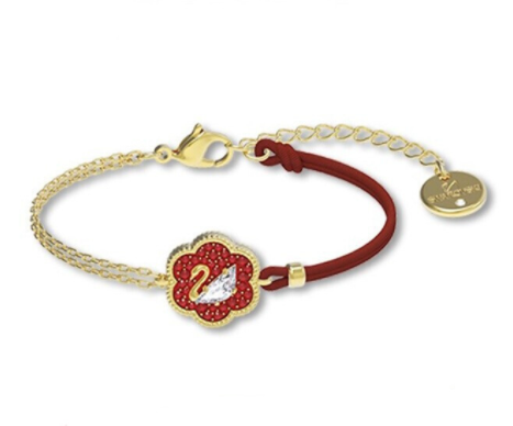 Brazalete Swarovski Swan flor roja con cisne