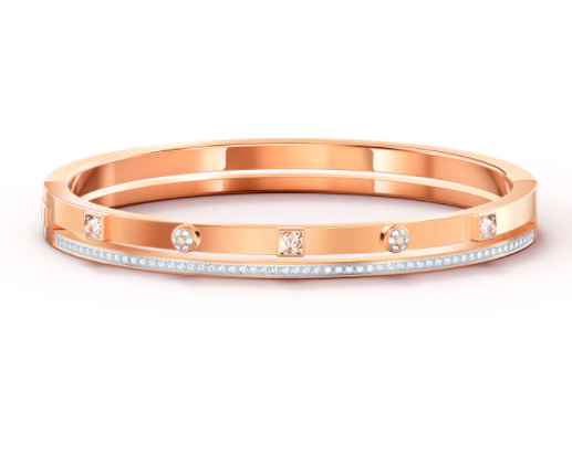 Brazalete rígido Swarovski oro rosa piedras en bisel