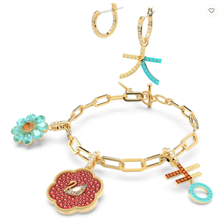 Brazalete Swarovski Swan flor y cisne con aretes