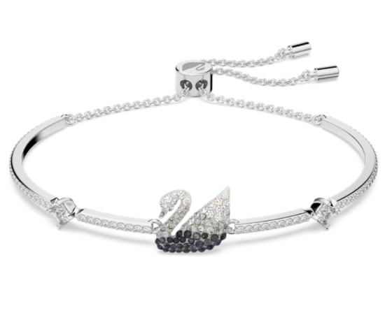 Brazalete Swarovski Cisne Pavé Bicolor Blanco y Negro