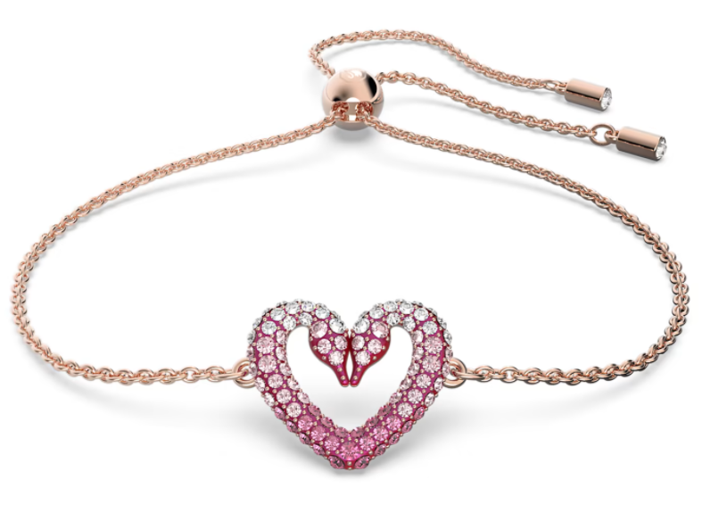 Brazalete Swarovski Corazón Cisne Pavé Degradado Rosa