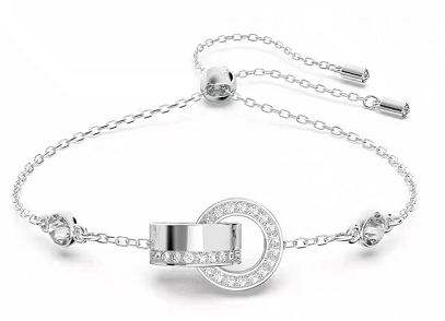 Brazalete Swarovski Aros Entrelazados Pavé Plateado